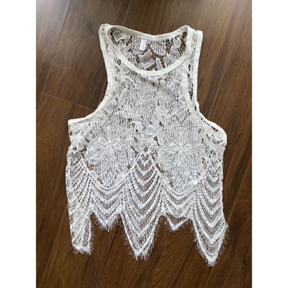 S cream Lace tank top - Picture 2 of 5